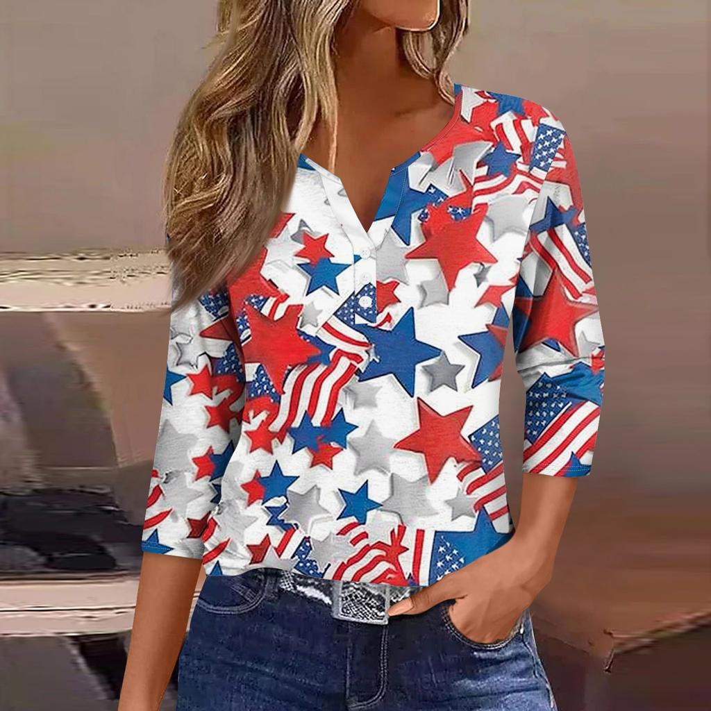 Женская футболка с короткими рукавами и принтом «День независимости»