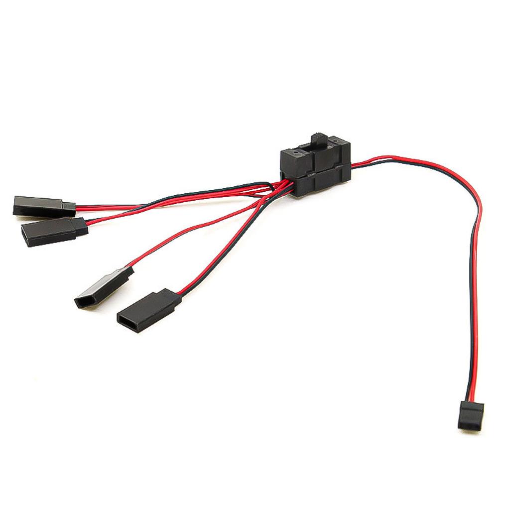 1Pc 4 Way LED Light On/Off Controller Switch Y Cable 1 to 4 Way Split Cable Cord For TRX-4 SCX10 1/10 RC Crawler Car Accessories