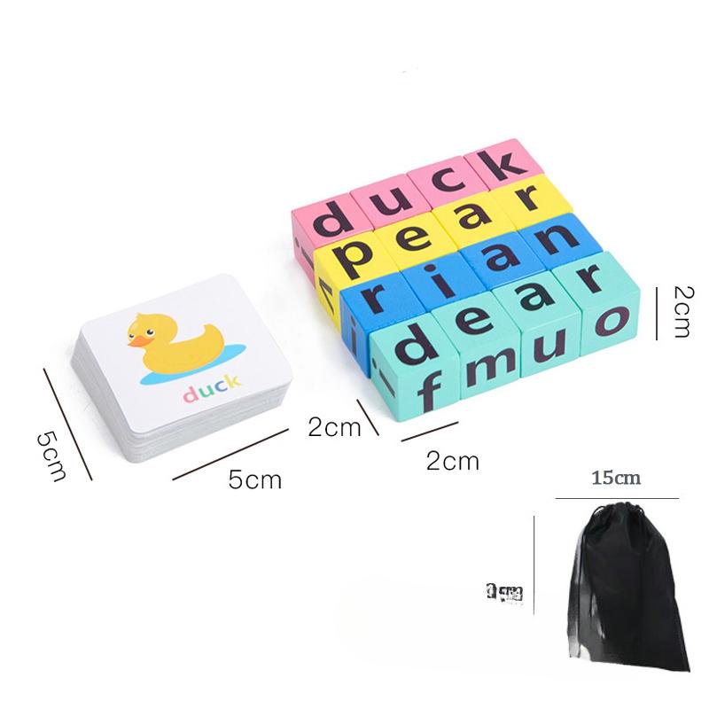 Montessori Letter Spelling Block Fun Games For Kids Spelling Words Early Learning Educaitonal English Cards Puzzle Games