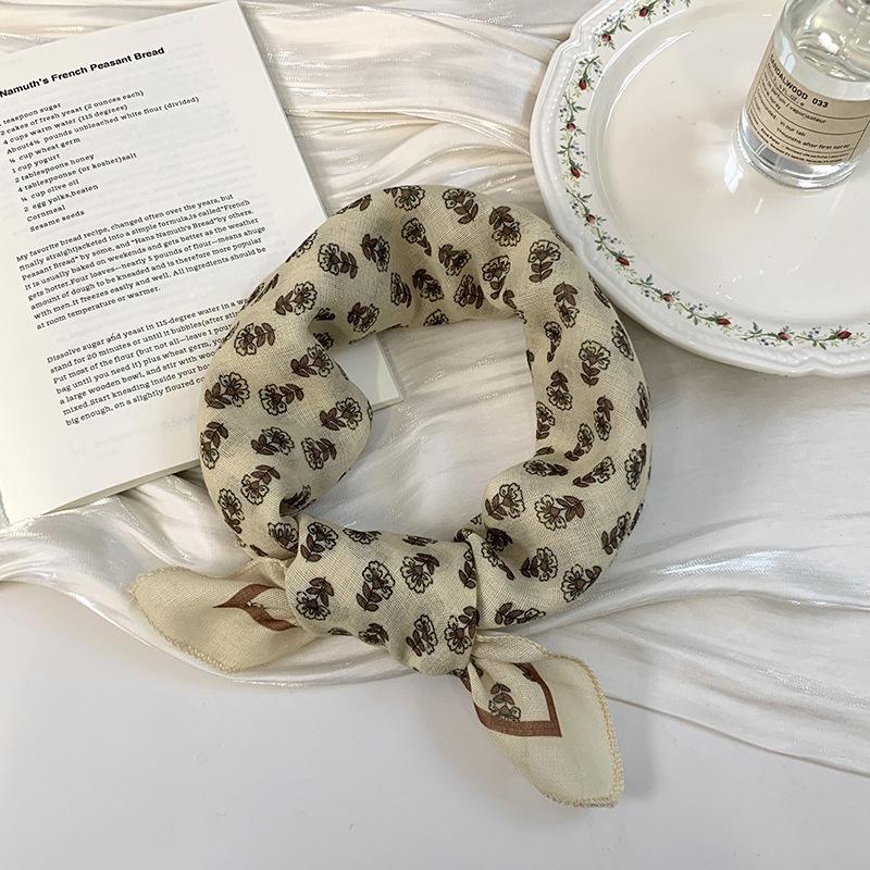 Floral Headscarf Summer Women Pastoral Summer Photo Sunscreen Headscarf Decorative Small Scarf Silk Scarf Neck Small Square Scarf