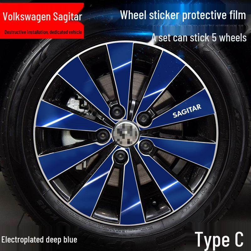 Volkswagen Sagitar Wheel Hub Stickers: Electroplating Color Change, Warning, Scratch Protection