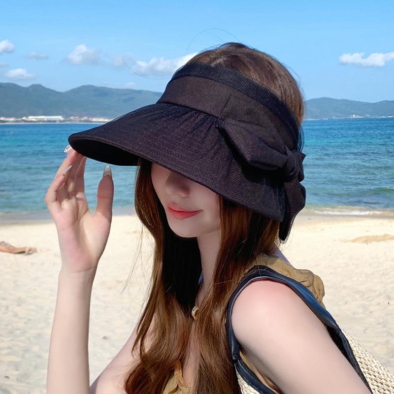 8512 Летняя тюлевая шляпа-бант с открытым верхом, универсальная модная шляпа от солнца и солнца, маленькая шляпка, женская, трендовая