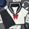 Японский матросский костюм в академическом стиле: Комплект костюма школьной формы JK средней длины с черным воротником и белыми полосками