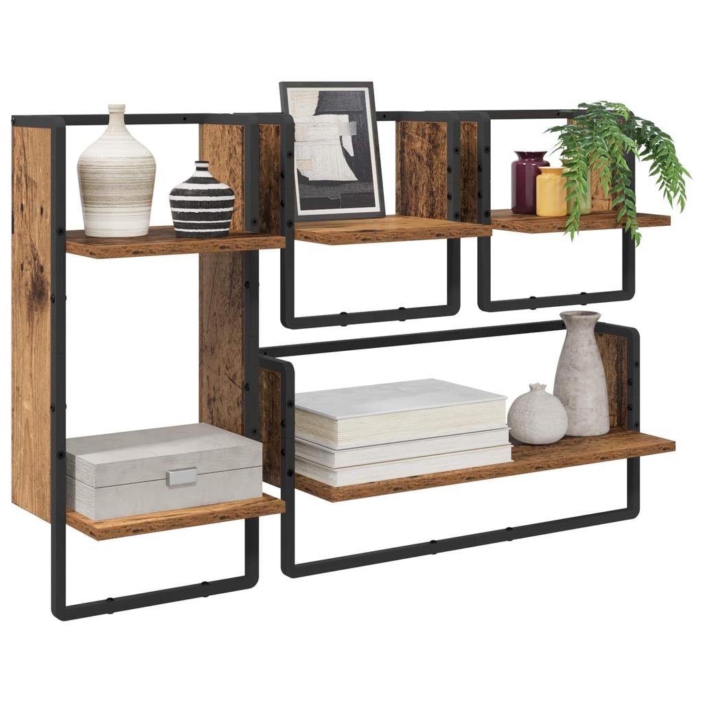 Wall Shelf Set 4 pcs Reclaimed Wood Look 65 x 25 x 30 cm Engineered Wood