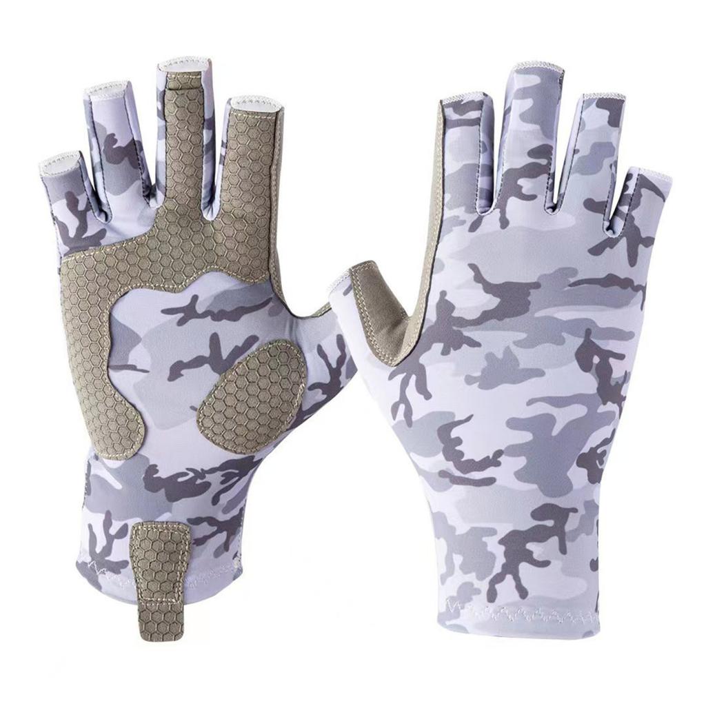 1 пара камуфляжных перчаток для рыбалки с полупальцами, защита от ультрафиолета UPF 50+, легкие перчатки без пальцев для мужчин и женщин, для занятий спортом на открытом воздухе, парусного спорта, каякинга, гребли