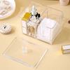 Clear Makeup Divided Box Acrylic Cosmetic Stand Tampon Organizer Dispenser  Bathroom