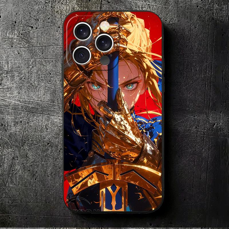 Чехол для телефона Fate Zero Stay Night Saber Мягкий Чехол-накладка для iPhone 16 16E 17 Air 15 Pro Max 14 Plus 13 Mini 11 12 7 Черный Задняя панель