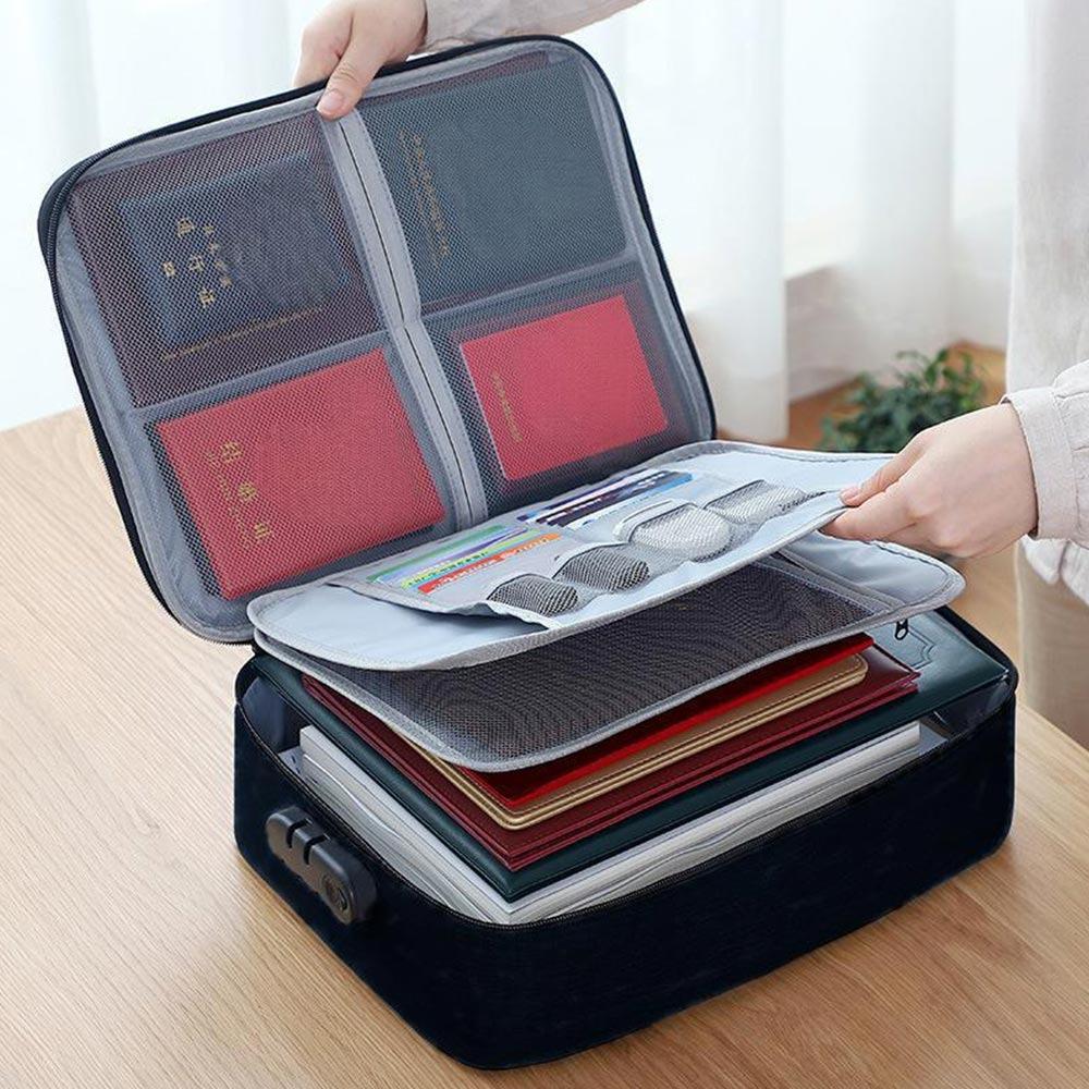 with Lock Zipper Travel Tote Bag Waterproof Briefcase Organizer  Document Tickets Protection