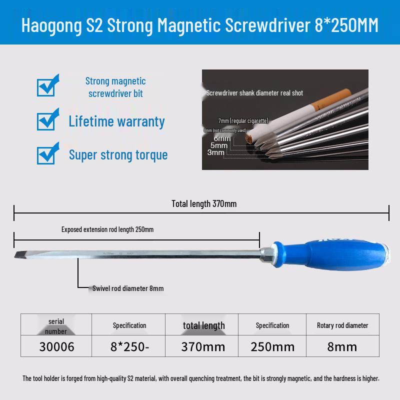 Магнитная отвертка из сплава Haogong S2 - Промышленный класс Phillips, шлицевая, Torx, плоская головка.