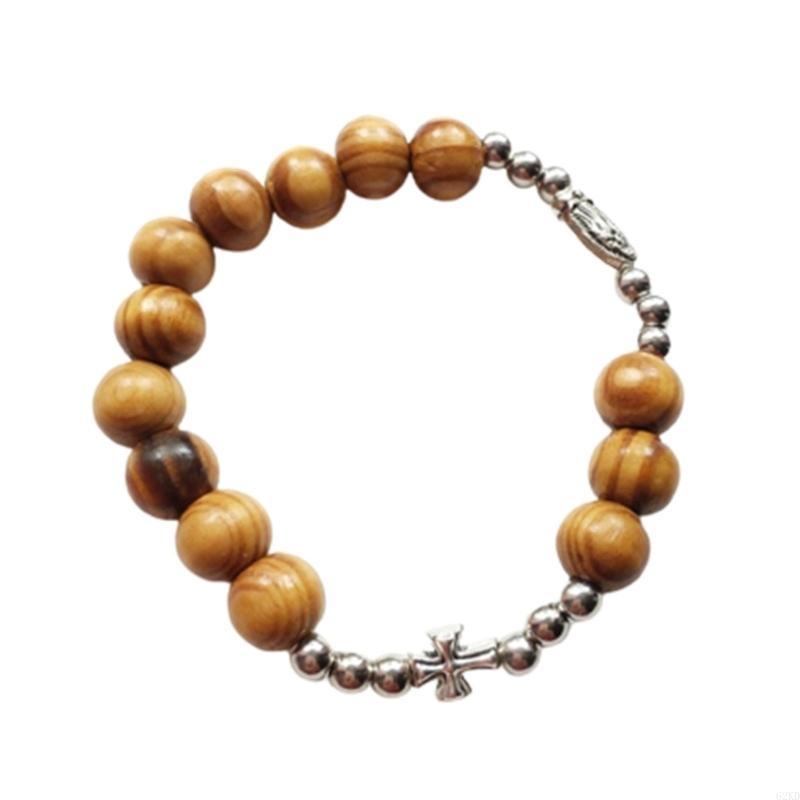 62KD Католическая цепочка на палец Винтажный розарий Розарии для крещения Браслет для крещения