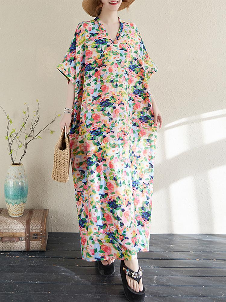 Xitao Платье свободного кроя с рукавами «летучая мышь» в винтажном стиле ZMY1003