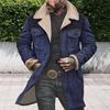Men Jacket Large Plush Lapel Long Sleeve Vintage Suede Jacket with Pockets Zipper Up Mid-length Motorcycle Coat
