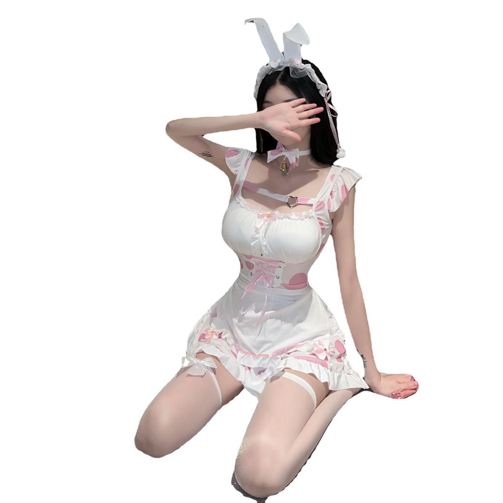 Sexy Lingerie Sexy Pink Cow Uniform Suit Bunny Maid Cosplay Pajamas