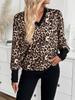 Элегантный женский принтованный V-образный вырез с длинным рукавом пуловер свитшот леопардовый принт повседневная блузка
