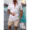 Palm Leaf Print Men's Casual Shirt Hawaiian Men's Outdoor Beach Shorts Summer Everyday Men's Short-sleeved Shirt and Shorts Set