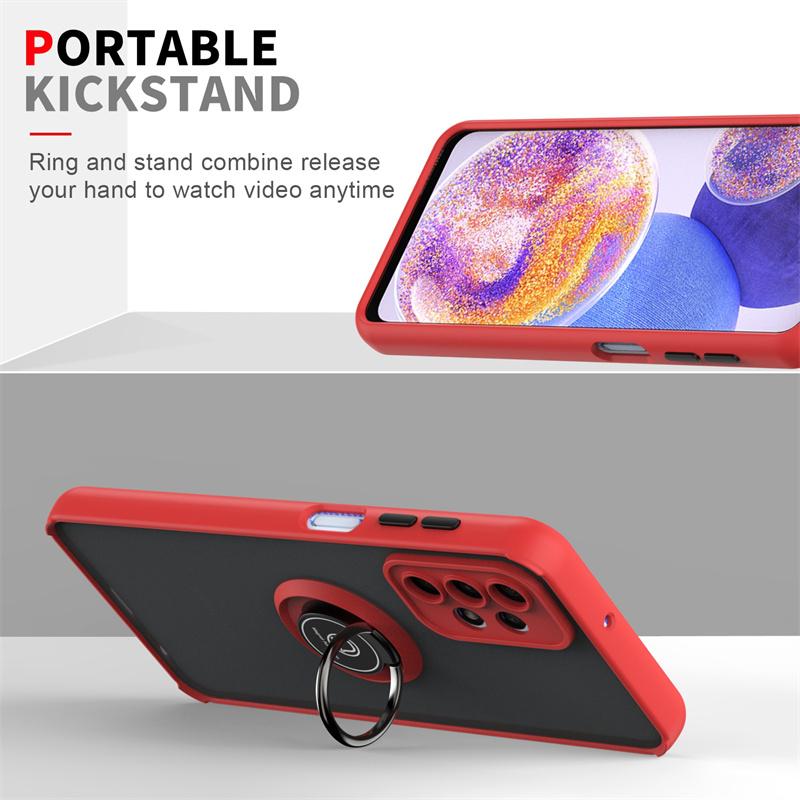 Armor Hard PC Matte Case For Samsung Galaxy A13 A23 A33 A53 A73 5G M23 M33 M53 M13 Cover Ring Magnetic Stand Holder Fundas Coque