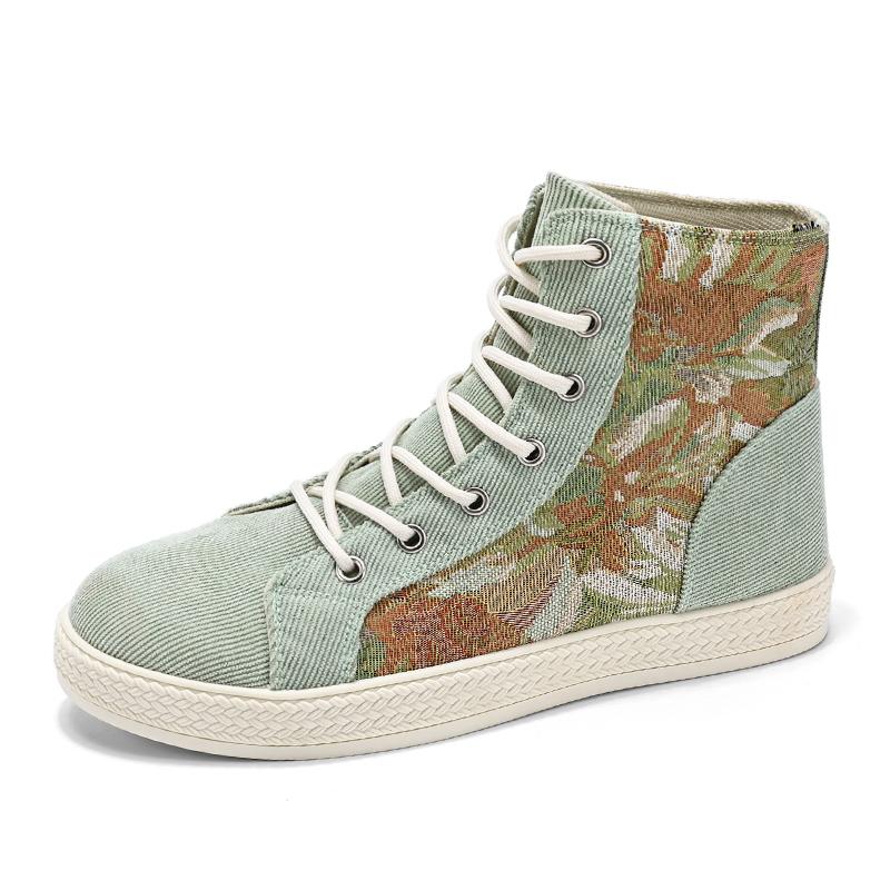 Модные мужские туфли с высоким берцем с принтом, повседневные удобные мужские туфли для скейтбординга, черные кроссовки на платформе, мужские неформальные туфли