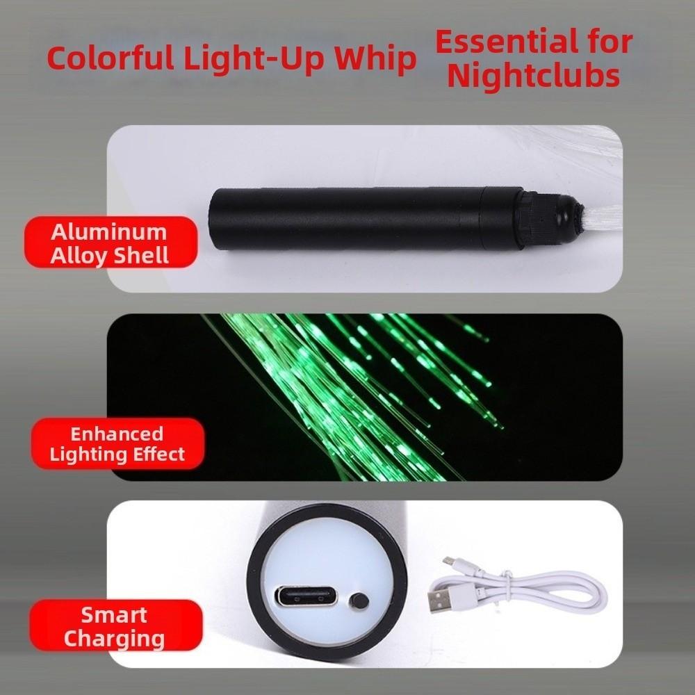 Rechargeable Optical Hand Rope Colorful Pixel Light-up Whip Glowing Waving Flash Whip Cosplay