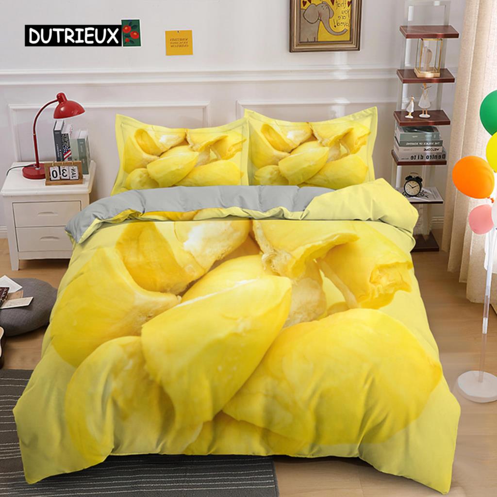 Тропические фрукты дуриан пододеяльник микрофибра комплект постельного белья 3D принт пододеяльник с наволочками король для подростков взрослый спальня декор