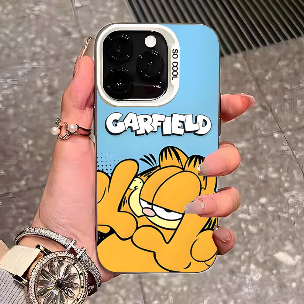 Cute Cat G-GarfieldeS Phone Case For IPhone 17 Pro Max 16 Pro Max 15 14 13 11 12 Mini Xs X Xr 7 8 Plus Se Color Silver Cover