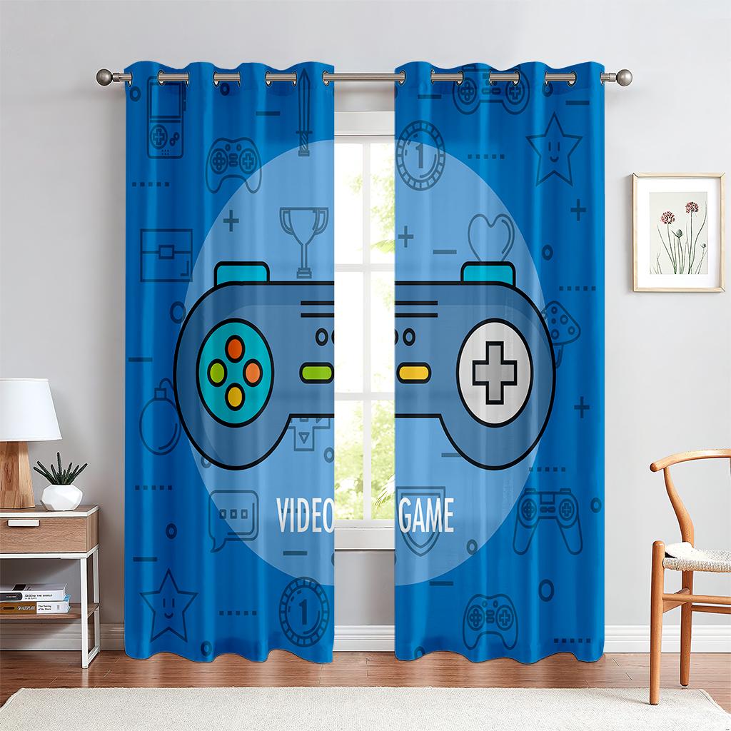 Gamepad Printed Curtains, Semi-Shading, Living Room, Bedroom, E-Sports Room Decorative Curtains, Customizable Patterns