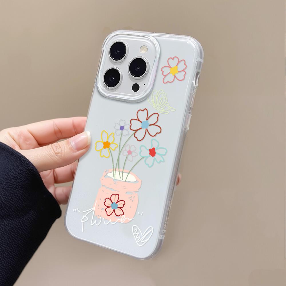 Painted Phone Case for iPhone 12 13 15 16 iPhone 16 12 13 14 15 Pro 14 15 16 Pro Max Coverage Shockproof Anti-Fingerprint Fresh Style Protective Case