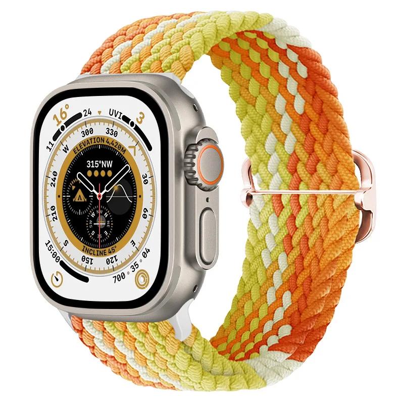 Нейлоновый ремешок для Apple Watch Band 10 9 8 7 45мм 41мм 42мм 46мм Ultra 49мм Дышащий Регулируемый Браслет iWatch 6 5 4 SE2 Пояс