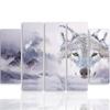 Feeby Five piece picture canvas print, Wild wolf in the snow