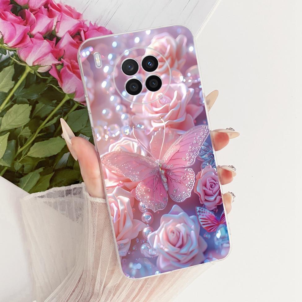 Cover For Huawei Nova 8i Case Cute Cat Fashion Butterfly Funny 2D Painted Casing NEN-L22 NEN-LX1 NEN-LX3