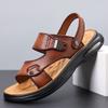 Мужские сандалии, модные летние туфли из коровьей кожи 2025 года, мужские классные тапочки из натуральной кожи, обувь для вождения двойного назначения