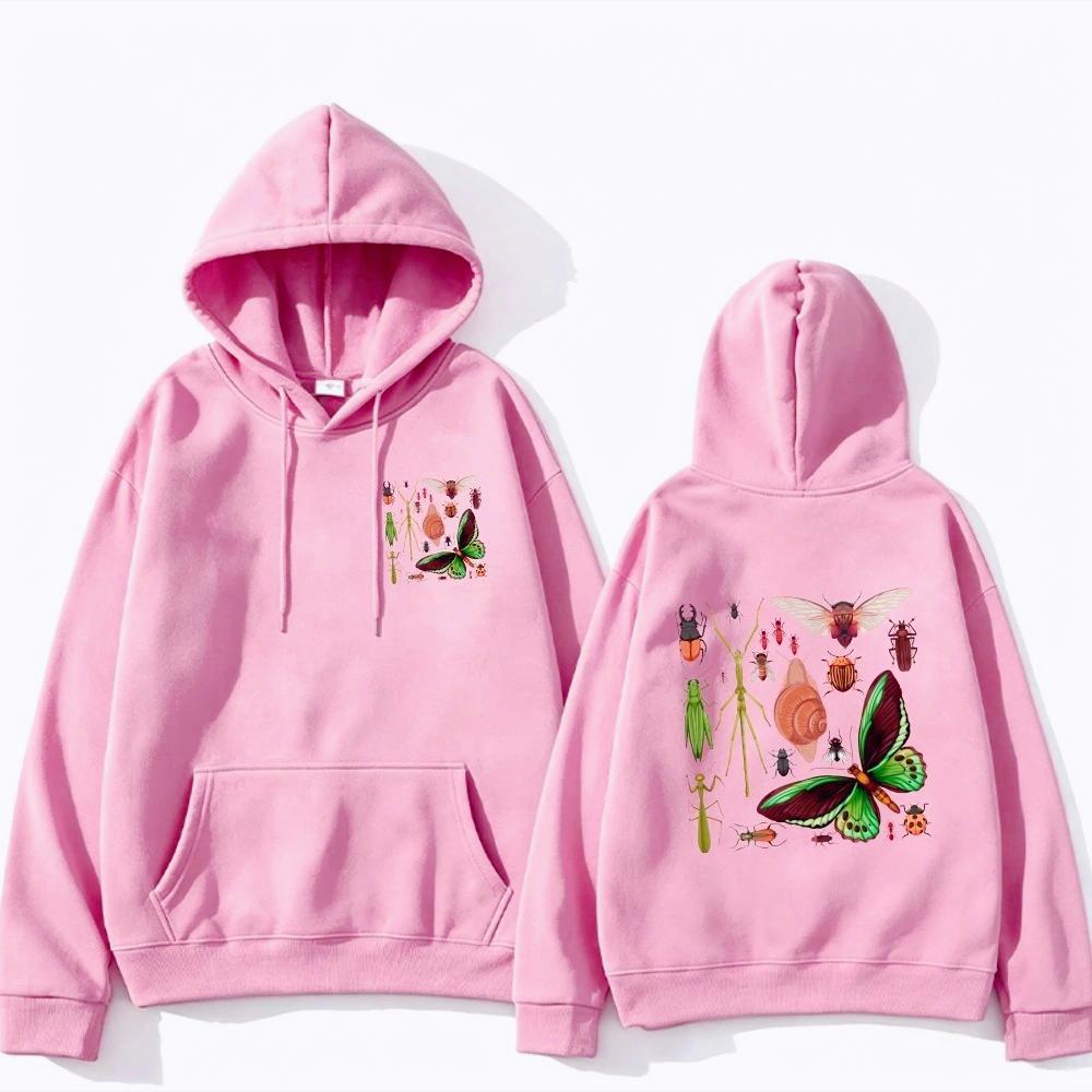 Autumn Winter Insect Collection Bug Lover Women Hoodie Oversize Casual Daily Pullover Hooded Sweatshirt Graphic Women Loose Top