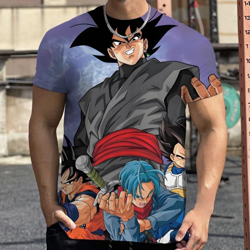 2026 Летняя Ретро Футболка Dragon Ball для Фитнеса Мужская Оверсайз 3D Печать Короткий Рукав Семейная Унисекс Детская Спортивная Футболка