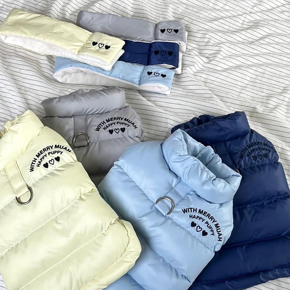 Winter Dog Clothes Pet Thickened Cotton Coat Teddy Letter Print Down Jacket Small Dog Yorkshire Warm Coat XS-XL
