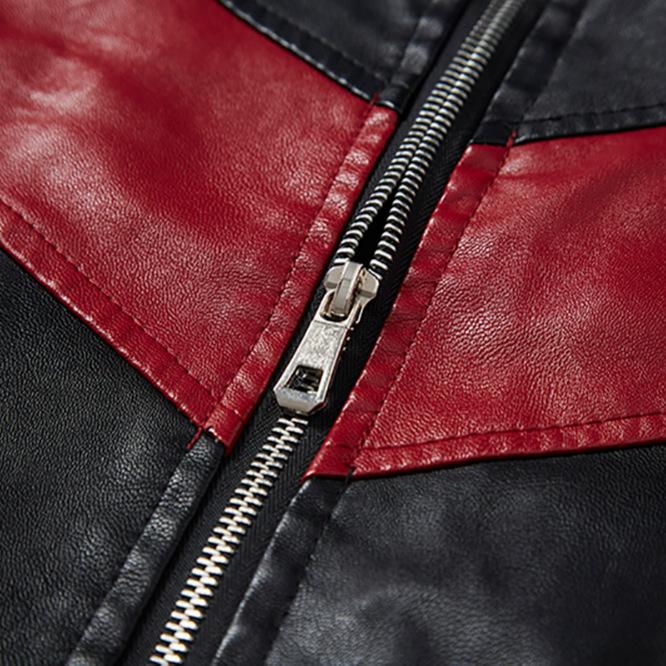 Stand-up Collar Leather Jacket Men's Winter New Trend Fleece Thickened PU Leather Jacket