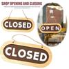 Rope Hanging Double Sided Door Sign Wooden Business Open Sign for Store Door Hanging Tag  Shop Use