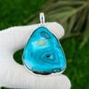 925 Silver Trillion Green Druzy Slice Stone Wedding Engagement Pendant Jewelry