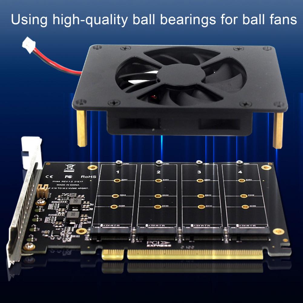 Карта адаптера NVME M.2 MKEY SSD to PCIE X16 Raid-Card 4 Port SSD Array Card для материнской платы PCIe x16 Controller Card расширения