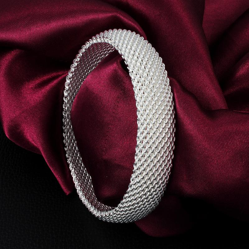 Горячая Распродажа Стерлинговые Браслеты-Банглы Женские Плетеные Сетчатые Браслеты Ювелирные Изделия Большая Акция