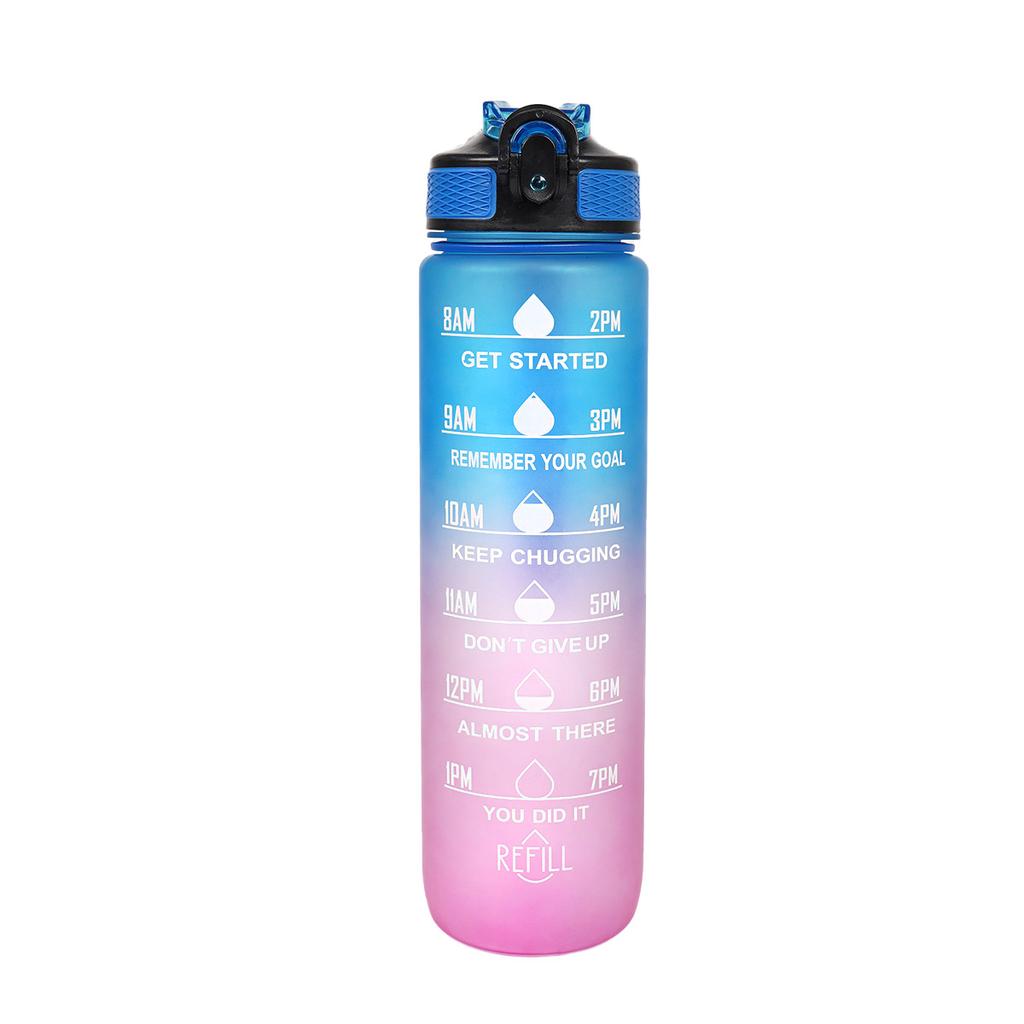 Water bottle gradual change matte large capacity water cup elastic cover straw cup 11OZ portable sports kettle