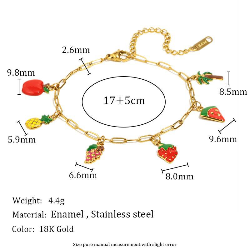 European & American Fashion Temperament 18K Gold-Plated Stainless Steel Fruit Beaded Personalized Women's Bracelet