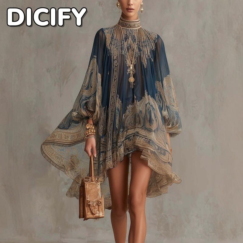 DICIFY Женская мода осень-зима с длинным рукавом и круглым вырезом повседневные платья