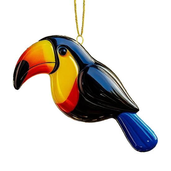 Fused Glass Birds Ornament Acrylic Hummingbird Owl Blue Jay Kingfisher Chickadee Christmas Ornament for Xmas Tree Decor