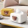 Cute Bear Liftable Tissue Box Wet Wipes Dispenser Holder Napkin Storage Box Bedroom Living Room Cartoon Desktop Paper Box