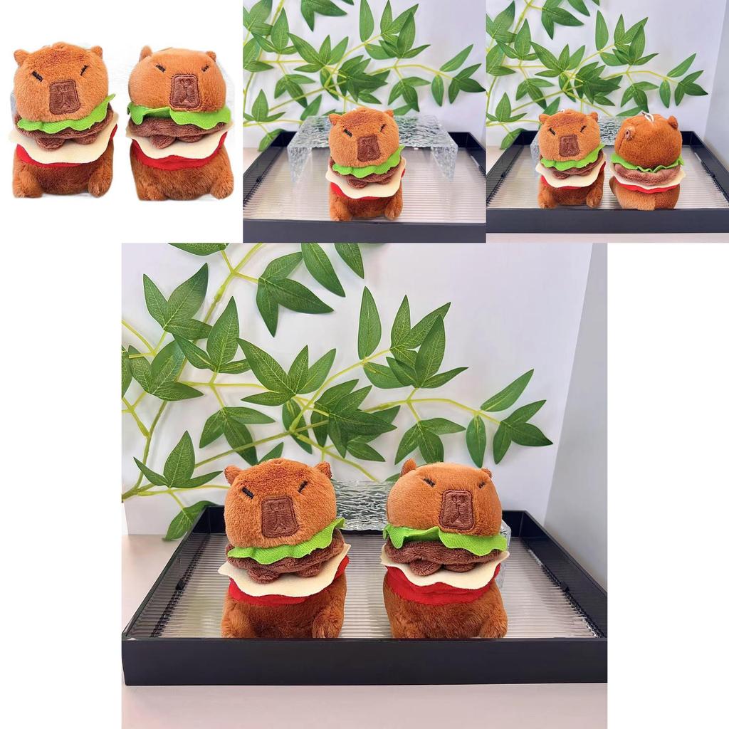 Очаровательный плюшевый брелок Капибара-гамбургер Мягкая игрушка для коллекционеров и любителей подарков