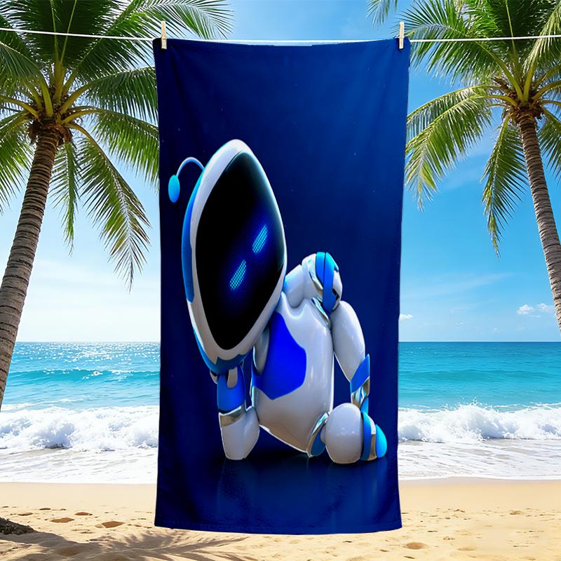 1Pc Space Adventure Robot Beach Towel, Quick Dry, Multi-Use for Beach Pool Gym Yoga Home Travel, Christmas, Halloween, Xmas Gift S92964