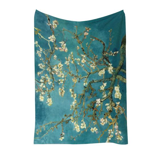 Oil Painting Nap Blanket, Soft Warmth Double-Sided Flannel, Digital Print Shrink-Resistant Machine Washable Office Travel Throw Blanket