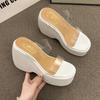 Fashion Women's Fashion Platform Slippers Summer New Round Head Open Toe Transparent Belt High Heel Wedge Sandals