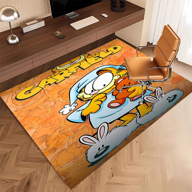1pc Cute Garfield Print Area Rug - Soft, Washable Non-Slip Indoor Mat, Living Room, Home Office Decorative Rug,Office Decorative