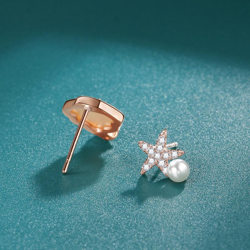 Новые серьги-гвоздики в виде ракушки-звезды, женская корейская версия простых модных темпераментных сережек, персонализированные бриллиантовые украшения для ушей