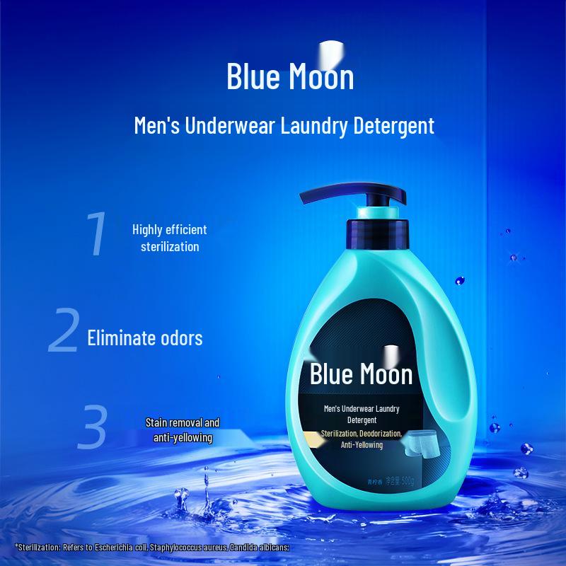 Blue Moon Antibacterial Men's Underwear Detergent - Sterilizes, Deodorizes, Eliminates Sweat Stains - Perfect for Home & Travel.